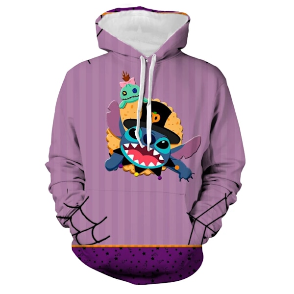 Disney Halloween Hoodie Höst Män Kvinnor Tecknade Mickey Stitch Tryckt Huva Kläder Mode Rock Med Hatt Casual Streetweare W14531 5XL