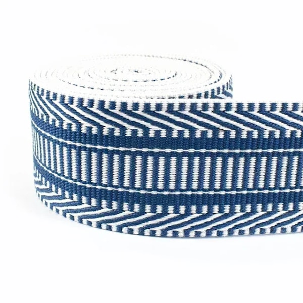 2Meters 38mm Jacquard Webbing Tapes for Bag Strap Ethnic Ribbon Luggage Decor Sewing Bias Band DIY Belt Shoes Accessories RD155-Blue 38mm-2Meters