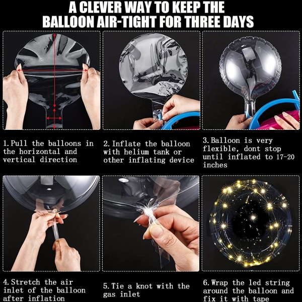 10st, Nya 60,96 Cm LED-ballonger Transparenta Helium Bobo-ballonger, Glow Bobo-ballonger med ljusslingor för alla hjärtans dag Halloween jul Red 10 Packs