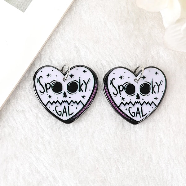 12Pcs Halloween Charms Skräck Hot Bloody Spoky Hjärta Akryl Judiska Fynd För Örhänge Halsband Di Di Din Y Mix with hole