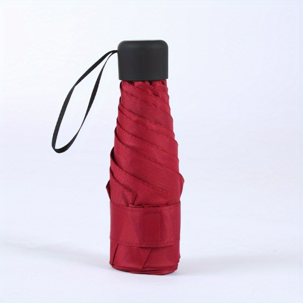 1 st Litet hopfällbart paraply, Mini Pocket Girls UV-skydd Vattentätt bärbart paraply för resor Red