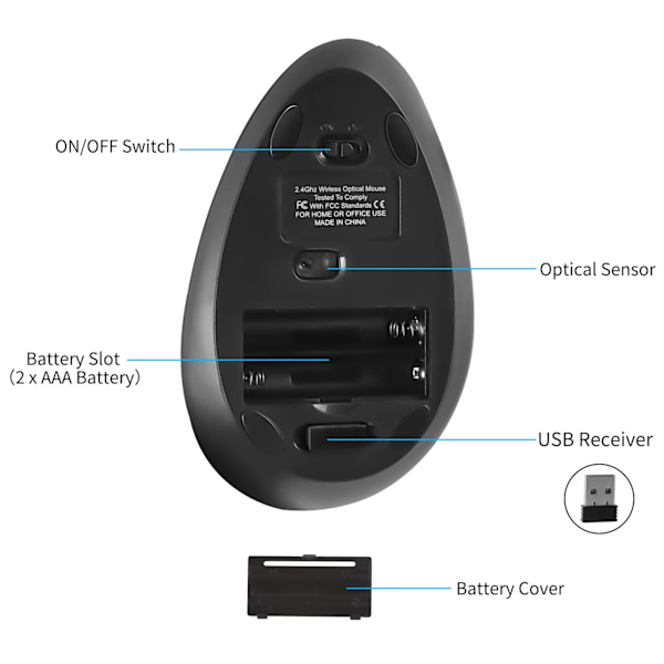 2.4G langaton pystysuora hiiri ergonominen toimistotietokone hiiri 6 painiketta peli hiiri USB optinen hiiri kannettavaan tietokoneeseen pöytätietokoneeseen Mouse