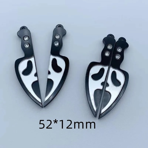 10 stk./pakke Goth Halloween Skelet Kniv Akryl Charms Vedhæng Til Diy Øreringe Nøglering Smykker Mak Make Av 3