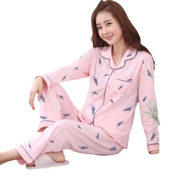 Syksy Talvi Naisten Pitkähihaiset Housut Dongdaemun Höyhen Kevyt Korealainen Tyyli Kotivaatteet Cardigan Pyjamasetti Peach Pink XL