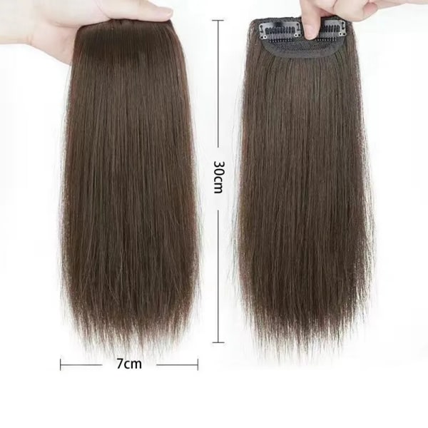 10/20/30 cm Kort rakt syntetiskt hår Kuddar Fluffiga osynliga hårstycken Klämma i ett stycke Peruker för kvinnor Hårförlängningsperuk Light Brown-30cm 1PC