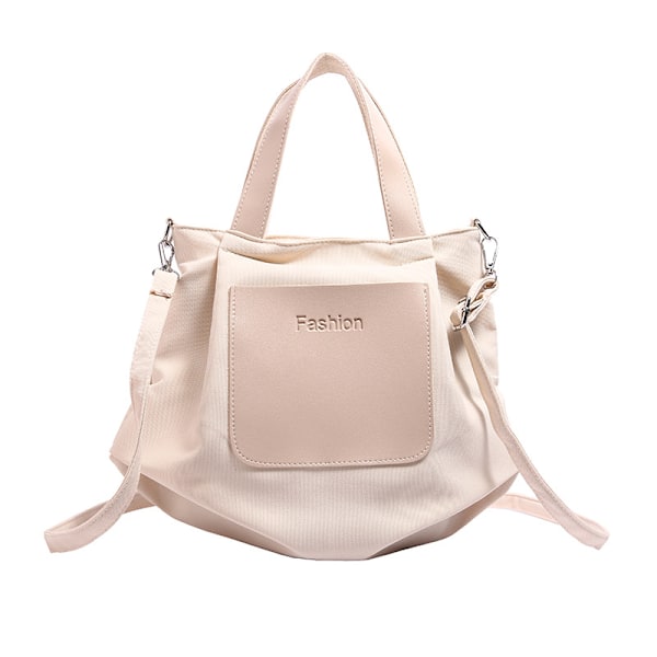 Studerende Klasse Lærred Taske Damer 2024 Ny Mode Casual Brev Farve Kontrast Patchwork Tote Taske White