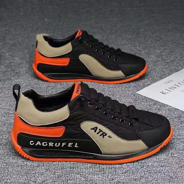 Herre Casual Tykke Løse Sneakers Åndbare Sko Nye Efterår Herre Slip På Antiskid Vandring Lejligheder Sko Mode Vulkaniserede Sko orange 41