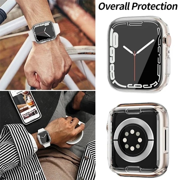 Skærmbeskyttelse til Apple Watch Case 45Mm 41Mm 44Mm 40Mm 42Mm 38Mm Fuld Tpu Stødpude Dækning Tilbehør I Watt Serie 9 8 7 Se 63 Dark blue Series 7 8 9 45MM