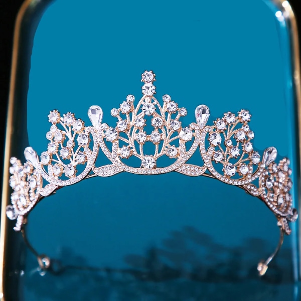 12 färger Prinsessan Drottning Flickor Rosa Kristall Tiara För Kvinnor Fest Födelsedag Krona Hår Klänning Accessoarer Huvudbonader Smycken silver
