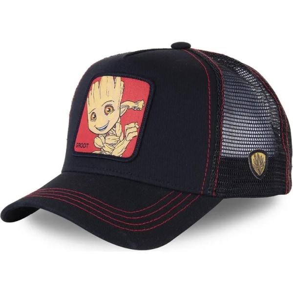 Marvel Star Wars Anime Tecknad Snapback bomull Cap Herr Kvinnor Hip Hop Pappa Mesh Hat Trucker Hat Dropshipping GROOT BLACK