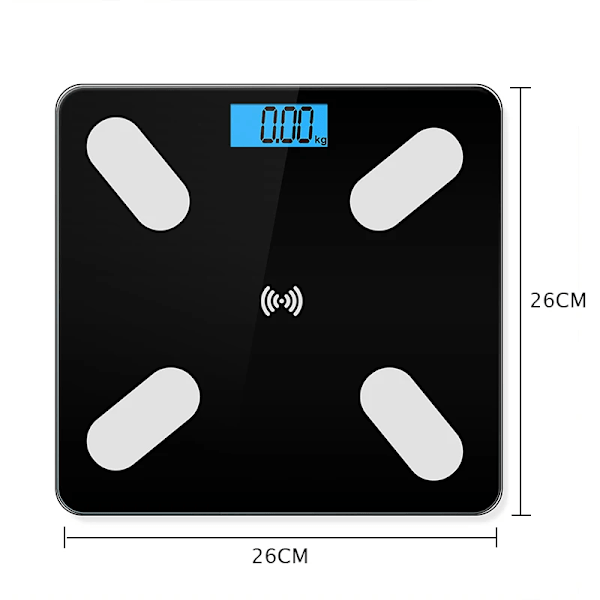 Smart Body Fat Scale Trådløs Digital Badevægt Bluetooth Elektronisk Vægt med Smartphone App Black-A battery