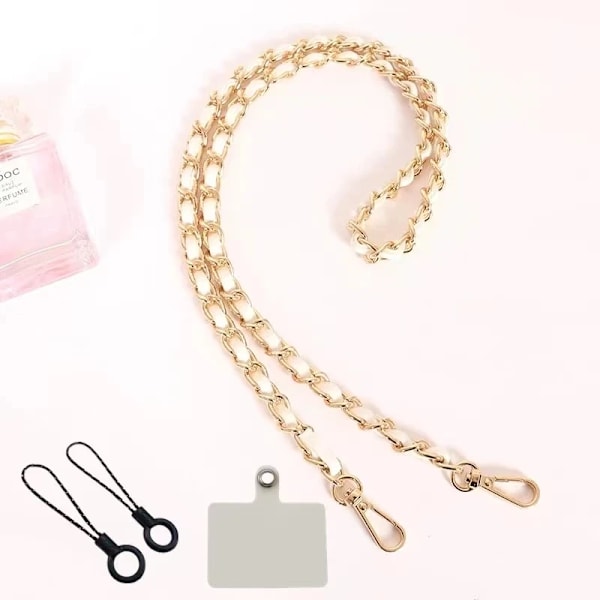 Long Crossbody Telefon Lanyard Pearl Pickup Kedja Kvinnors Lång Hals Axelrem Telefon Fall Universal Anti Loss Lanyard White Universal