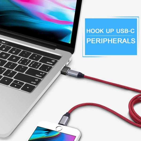 2st USB C hona till hane-adapter Multipurpose portabel typ C till USBA-kontakt för bärbara datorer Laddare Enhet As Shown