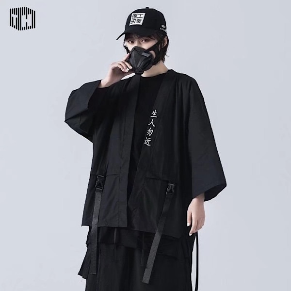 National Mode Sommaren Mørke Mekaniske Style Robe Mænds Tynde Modemärke Hip Hop Ninja Trench Rock Mænds Løs Tree Ndy Top Black XXXL