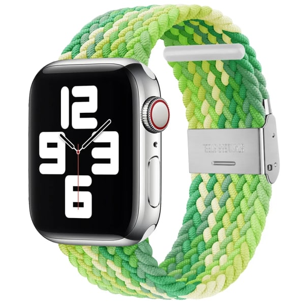 Flätad Solo Loop För Apple Watch ultraband 49mm 45mm-40-41mm-44mm Nylon Elastiskt armband iWatch series 9 8 se 6 7 5 4 3 band Neon Lime 27 38mm or 40mm 41MM