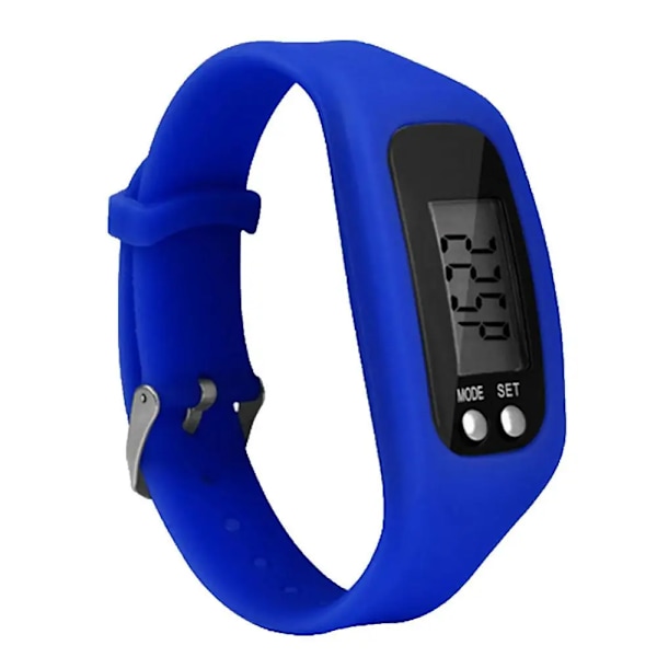 Sport Løbesilikon Trinteller Kalorie-Step Counter Digital Ur Armbånd Blue