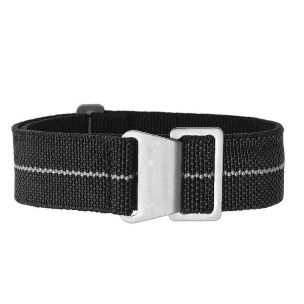 60-talet franska trupper Fallskärmsväska Elastiskt watch 20 mm 22 mm Nylon klockarmband Man's Universal Smart Watch Tyg Armband Gray White-S 22mm