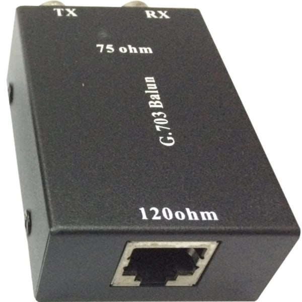 RXTX G703 Balun-omvandlare med 120 ohm till 75 ohm-konvertering, kompatibel med Rj45 och BNC-gränssnitt BIack