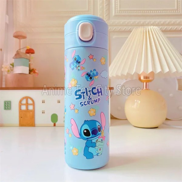 420ML Disney Stitch Termoskopp Bärbar vattenflaska Vakuumflaskor i rostfritt stål Termosmugg Resevattenkopp Tumlare 50PCS Stickers