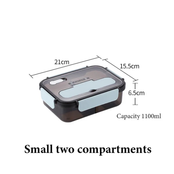 Transparent matlåda för barn Matförvaringsbehållare med lock Läcksäker Mikrovågsugn Mat Varmare snacks bento box japansk stil BLUE 1100ML