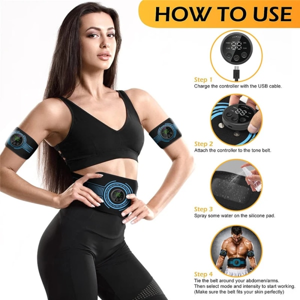 Buken Toning Bälte EMS Muskelstimulator Toner Midja Kropp Bantning Formning Midja Arm Ben Massage Gå ner i vikt Hem Fitness 1 Arm Belt