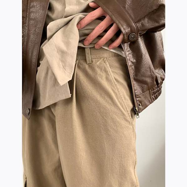 2024 Hösten Retro Brett Ben Grundläggande Stil Överaller Mäns Och Kvinnors Lös Tappered Khaki Casual Byxor Khaki XXL