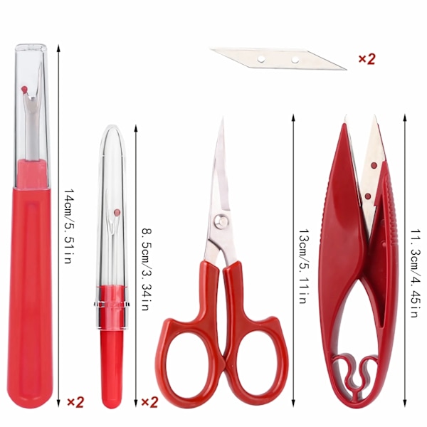 1/2/6 stk. Syning Søm Ripper Sæt Rød Syning Stitch Tråd Unpicker &amp;Søm Ripper&amp;Tråd Cutter Saks til Syning Tråd Fjern 6PCS seam ripper set as picture