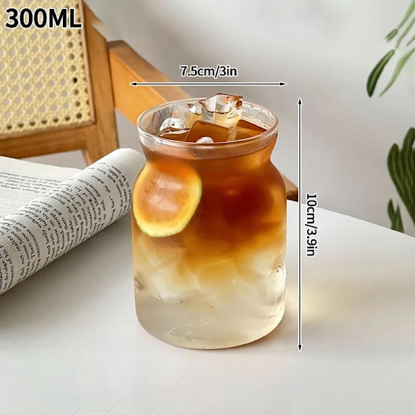 Transparent Glaskop Varmebestandig Elegant Kop Te Saft Mælk Kaffe Kop Vandglas Stribet Kop Drikkeglas 350ml-865ml R Glass as picture show