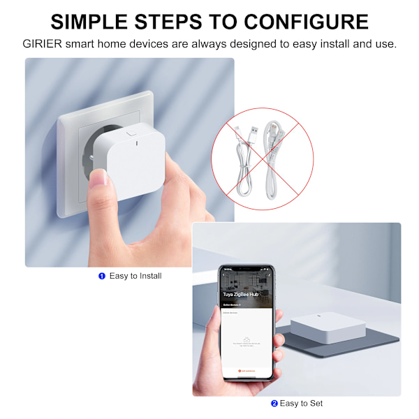 Girier Thena Zigbee Gateway Hub - I Typ Zigbee/Bluetooth Multi-Mode Gateway Bridge För Brygga Smart Home Automation Arbetar Med US Plug Version