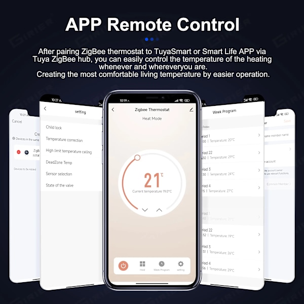 Girier Thena Smart Zigbee Termostat til Vand / Gaskedel Elektrisk Gulvvarme Temperaturstyring Støtte Alexa Hey Googleg Electric Heating Other