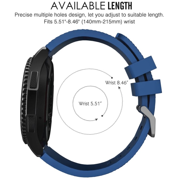 22 mm silikonrem för Samsung Gear S3 Classic/S3 Frontier/3 45 mm Huawei Watch GT2 46 mm sportarmband för Amazfit GTR/Stratos Navy blue Amazfit GTR 47mm
