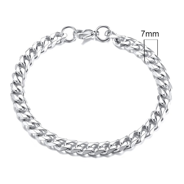 Vnox Män Enkel 3-11Mm Rostfritt Stål Curb Kubanska Länkkedja Armband För Kvinnor Unisex Handled Smycken Gif T 7mmSilver 23cm