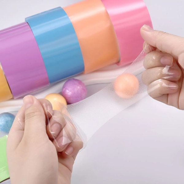 10M/Rulle Farverige Sticky Ball Tape Glød I Mørke Stress Afslappende Sticky Ball Tape Legetøj Legetøj Legetøj Rullende Craf Gave Til Børn Voksen luminous pink 4.8cm