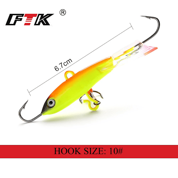 FTK Isfiskeri Lokke 12g/6.7cm Vinter Jig Lokke Balancer Hård Lokke 3D Øjne Fiskeri Krog Bly Hård Lokke Tackle FSBD008-021