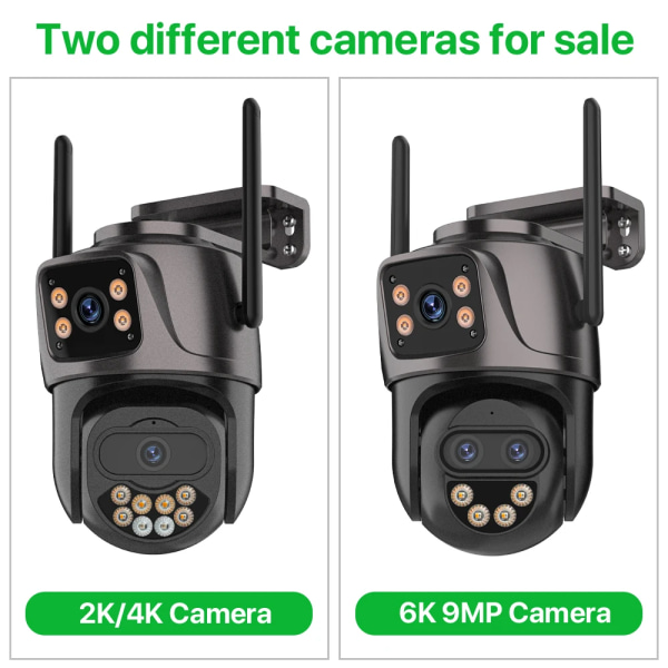 6K 9MP HD IP-kamera utomhus 8x zoom Dual Screen Extern WiFi-kamera 4K 8MP Säkerhet PTZ Cam Auto Tracking Surveillance iCSee AU Plug 6K Add 256G