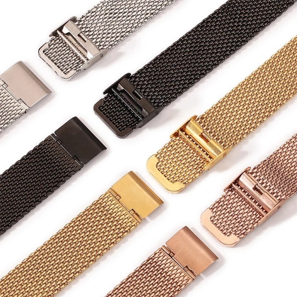 Precisionsstålband i rostfritt stål 18 mm 20 mm 22 mm2 4 mm 1,0 tjockt mesh Justerbar längd Watch Rose Gold 18mm