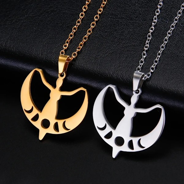 Eueavan 5St Triple Moon Goddess Pendant För Halsband Crescent Moon Fas Charms Fertilitet Spiral Juvele Tillverkning Av Leveranser E gold color