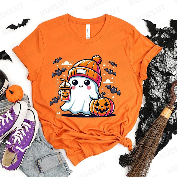 Happy Halloween Fashion Women T-Shirt Sommar Casual Tops Spooky Säsongen T-Shirt Halloween Pumpkins Gh T-Shirts Halloween Gåvar 20240811-D-5 M