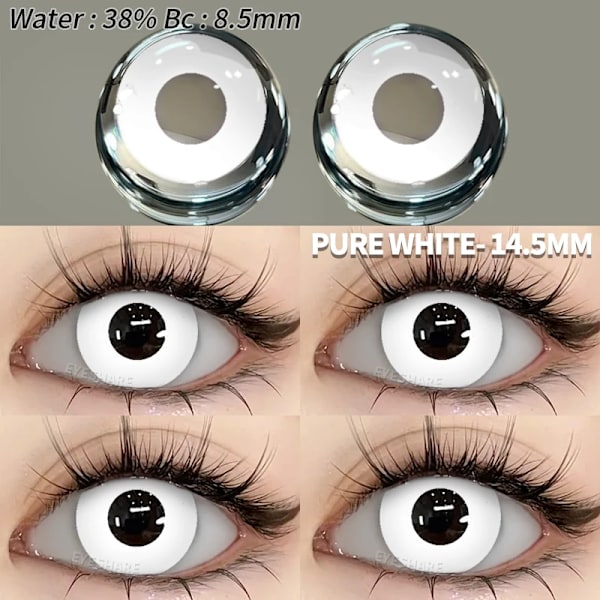 Eyeshare 2kpl Cosplay Värilliset Piilolinssit Crazy Valkoiset Piilolinssit Anime Mustat Silmälinssit Halloween Kauneus Meikki Linssi HD46-BLACK