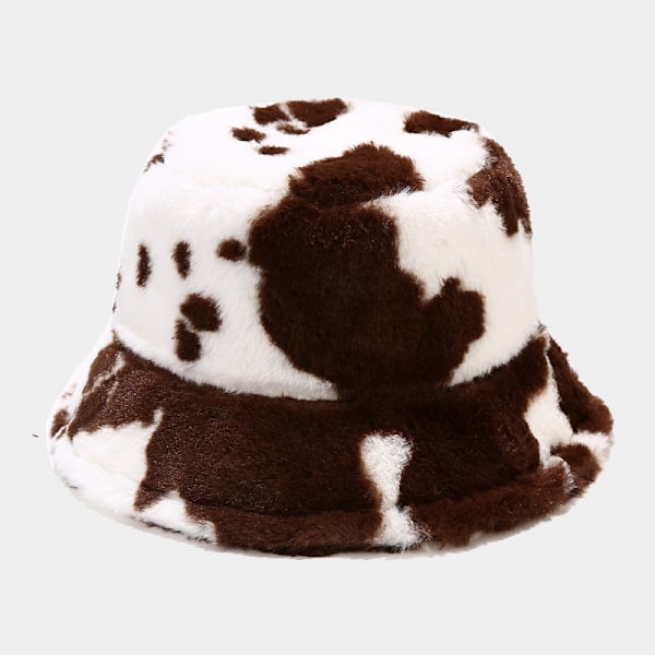 Cow Bucket Hatt Kvinnors Höst Och Vinter Nya Tryckt Koreanska Mode Plush Förtjockad Varm Hink Hatt Internet Berömd Hatt Fasta Hion Cow Small Pattern Black And White M（56-58cm）