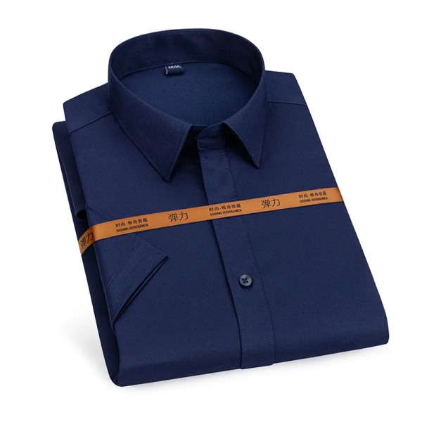Lätt lyxig kortärmad enfärgad skjorta för män Affärsmässiga casual lättskött social hög kvalitet 5 42