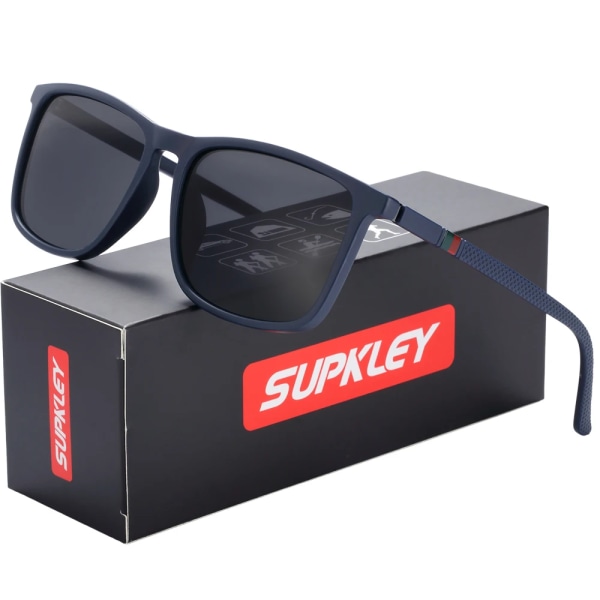 SUPKLEY sportpolariserade solglasögon för män Damsolglasögon med UVA&B-skydd Komfortglasögontillbehör Gloss Black