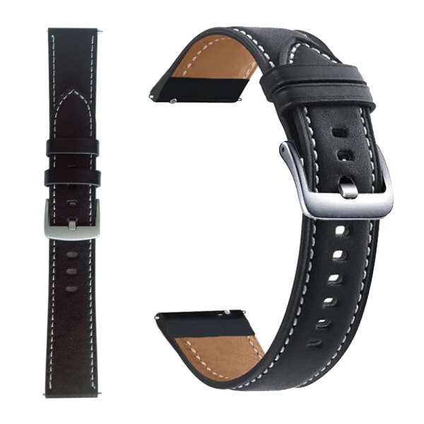 22mm 20mm Läderarmband För Samsung Galaxy Watch 3 41 45mm 46mm 42mm Armband För Amazfit GTR GTS 4 3 2 Klockarmband för Huawei GT black bk For Galaxy Active 2