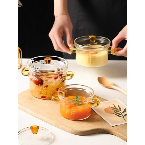 Casserole en verre transparente pour la cuisson, bol à soupe binaural Kawaii, marmites à Leurs oût, marmite, accessoarer de cuisine 450ml