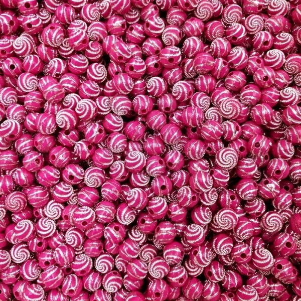 100 st 8mm Spiral Akrylpärlor Godisfärg Runda Pärlor Med Strassinläggning Akryl Lösa Pärlor För Gör-det-själv Smycken Tillbehör Pärlmaterial Red