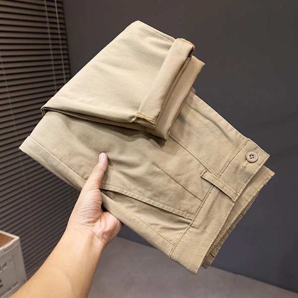 Yu Wenle Trendy Varumärke Byxor Mäns Mode Vintage Cargo Byxor Tvättade Bomull Pantalon Baggy Byxor Loose Raka Byxor För Män Khaki 36