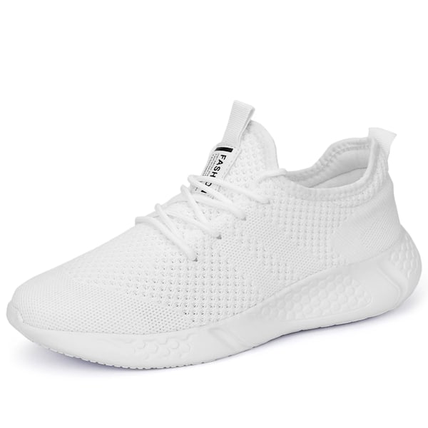 Fujeak Mænd Sneakers Åndbar Let Løbesko Lys Komfortabel Casual Fodtøj Klassisk Vulkaniseret Sko Mode Treny Maskesko 9059-white 40