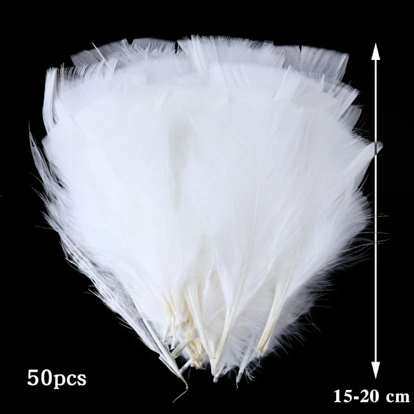 Naturlige Hvide Struds Tyrker Gås Fjer Håndværk DIY Smykker Hovedbeklædning Fremstilling Bryllup Hjem Dekoration Kylling Påfugl Fjer 08