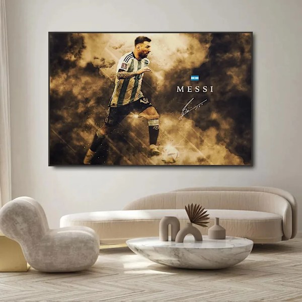 Fotbollsstjärna Messi Poster Vägg Konst Dekoration Canvas Målning Ingen Ram Rum Hem Inredning Soccer Club Fans Collection Gåvor 6 20x30cm No Framed