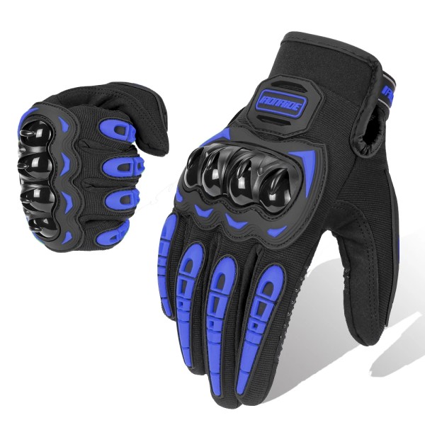 Motorcykelhandskar Sommarridning Andningshandskar Hard Knuckle Touchscreen Motorcykelhandskar Taktiska handskar för Dirt Bike Moto SU-04 Blue XL